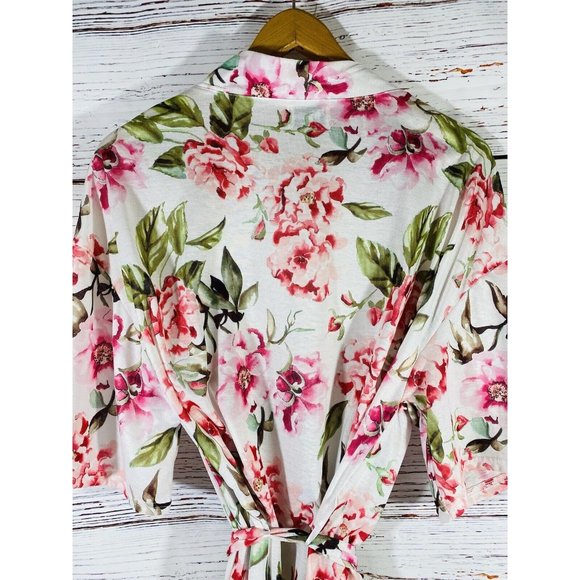 Show Me Your Mumu Pink Floral Intimate Robe Kimono Women Size One Size Belt - Picture 7 of 12
